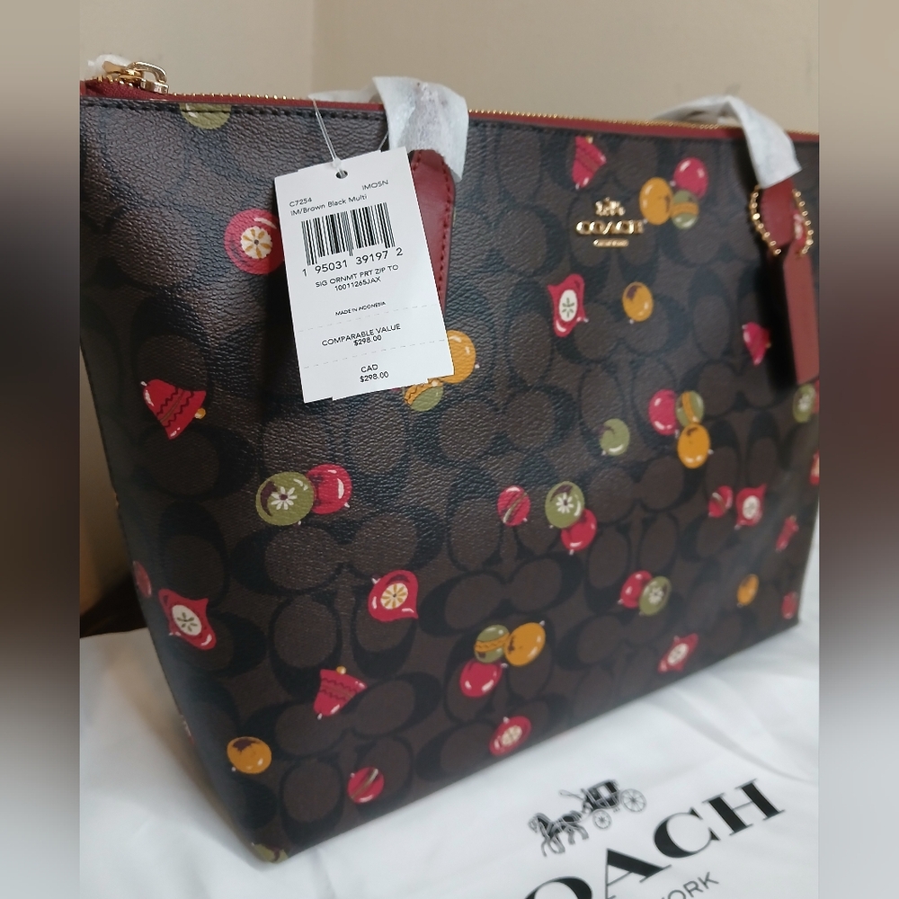Coach Red and Gold Tote Bag with Structured Design